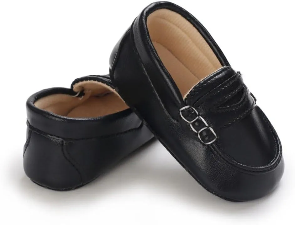 LONSOEN Baby Toddler Boys Girls Loafers Newborn Leather Moccasins Infant First Walking Dress Shoes