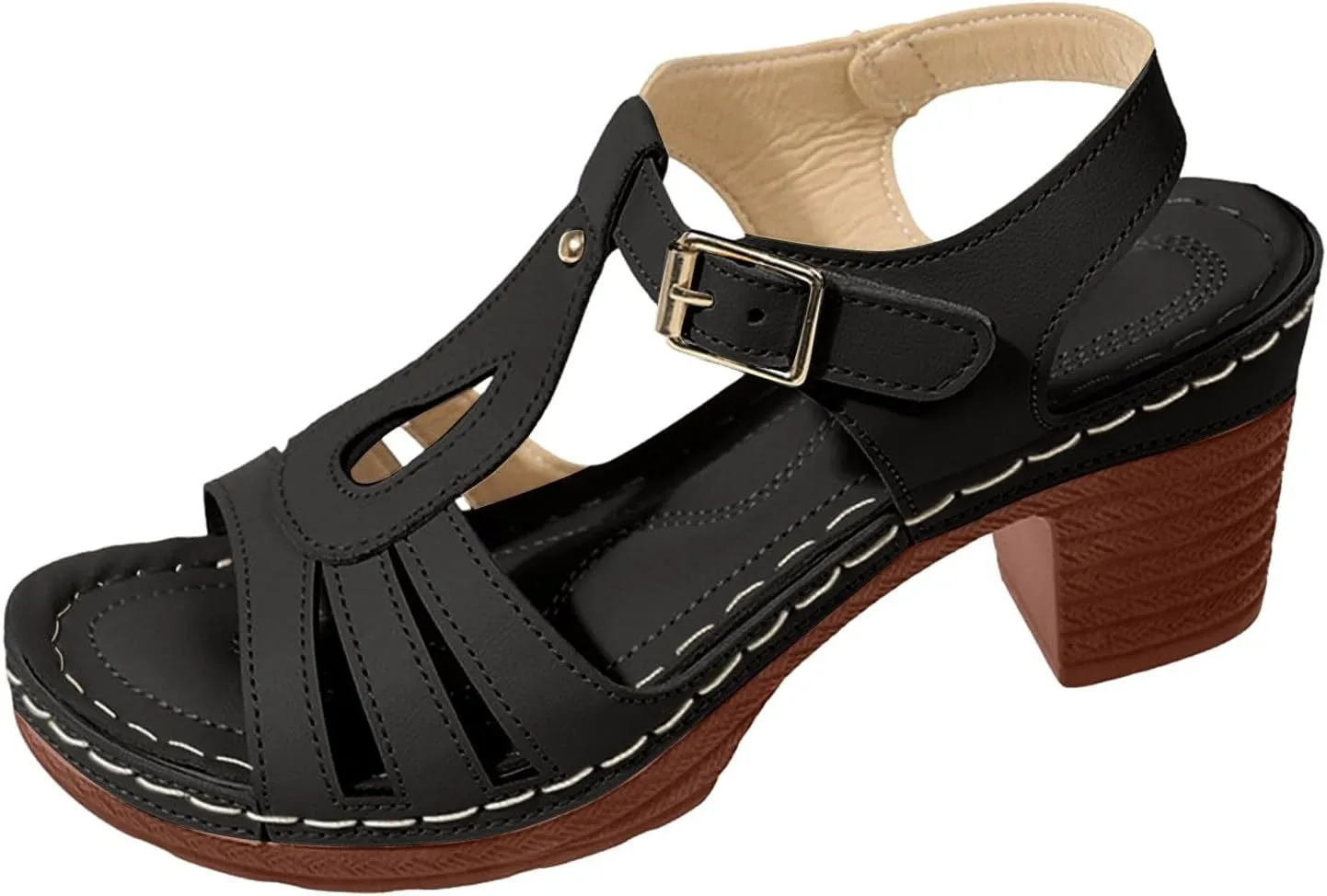 Low Heeled Sandals for Women Strappy Chunky Block Heel Heeled Sandals Square Open Toe Party Prom Dress Sandal