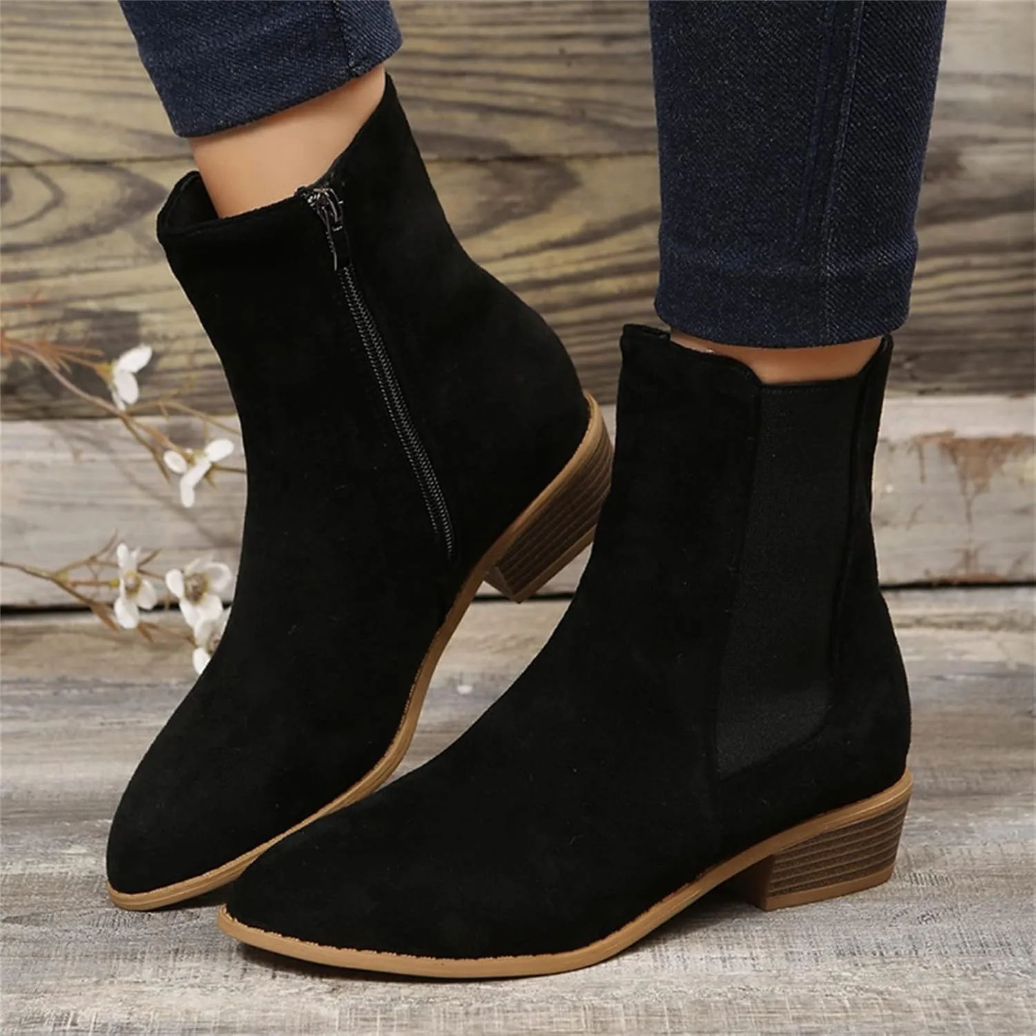 Men Ankle Boots Womens Casual Boots Black Wedge Boots Women Winter Dress Women'S Leather Wide Lace Up Ankle Boots & Booties White Cowboy Booties Women Ankle Boots