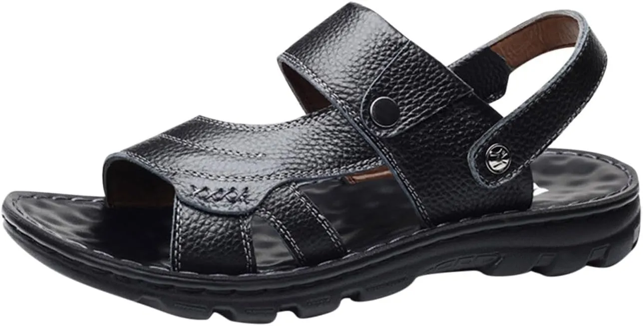 Mens Brown Sandals Fashion Slip on Slides Sandal Comfortable Lightweight Open Toe Anti-Slip Flat Casual Slippers Beach Footwear