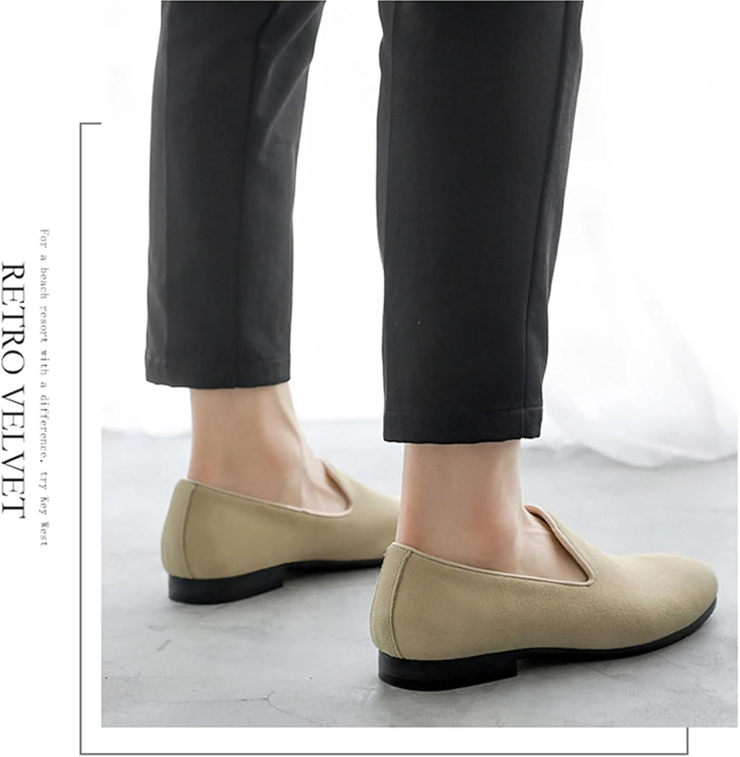 Men's Casual Velvet Loafers Slip-On Walking Dress Comfortable Fashion Shoes