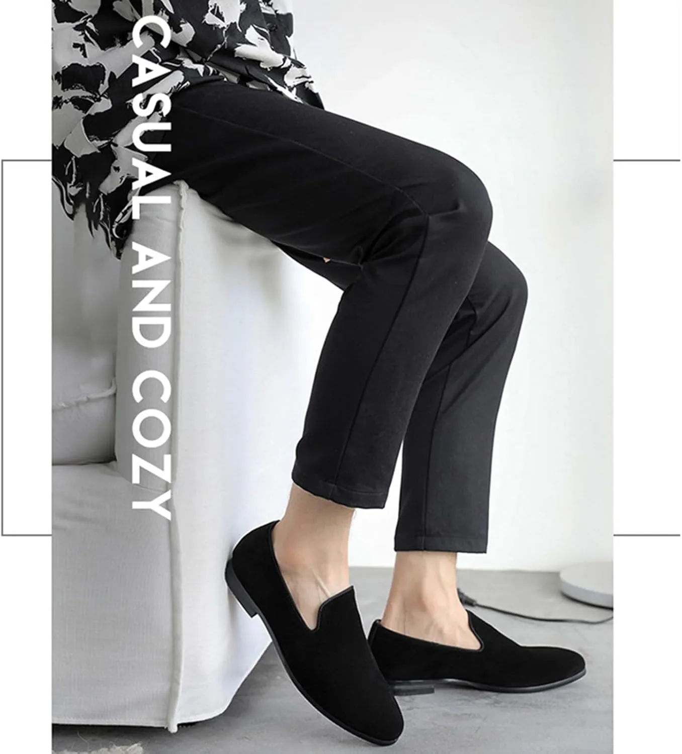 Men's Casual Velvet Loafers Slip-On Walking Dress Comfortable Fashion Shoes
