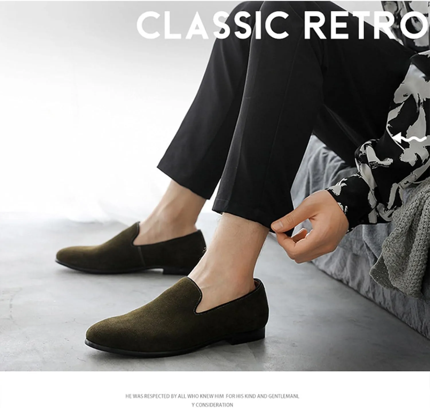 Men's Casual Velvet Loafers Slip-On Walking Dress Comfortable Fashion Shoes