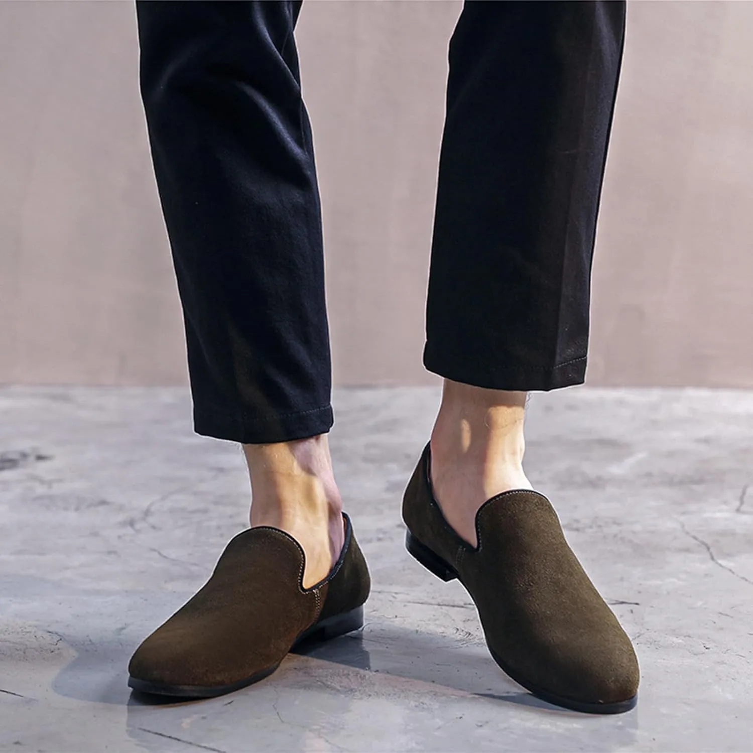 Men's Casual Velvet Loafers Slip-On Walking Dress Comfortable Fashion Shoes