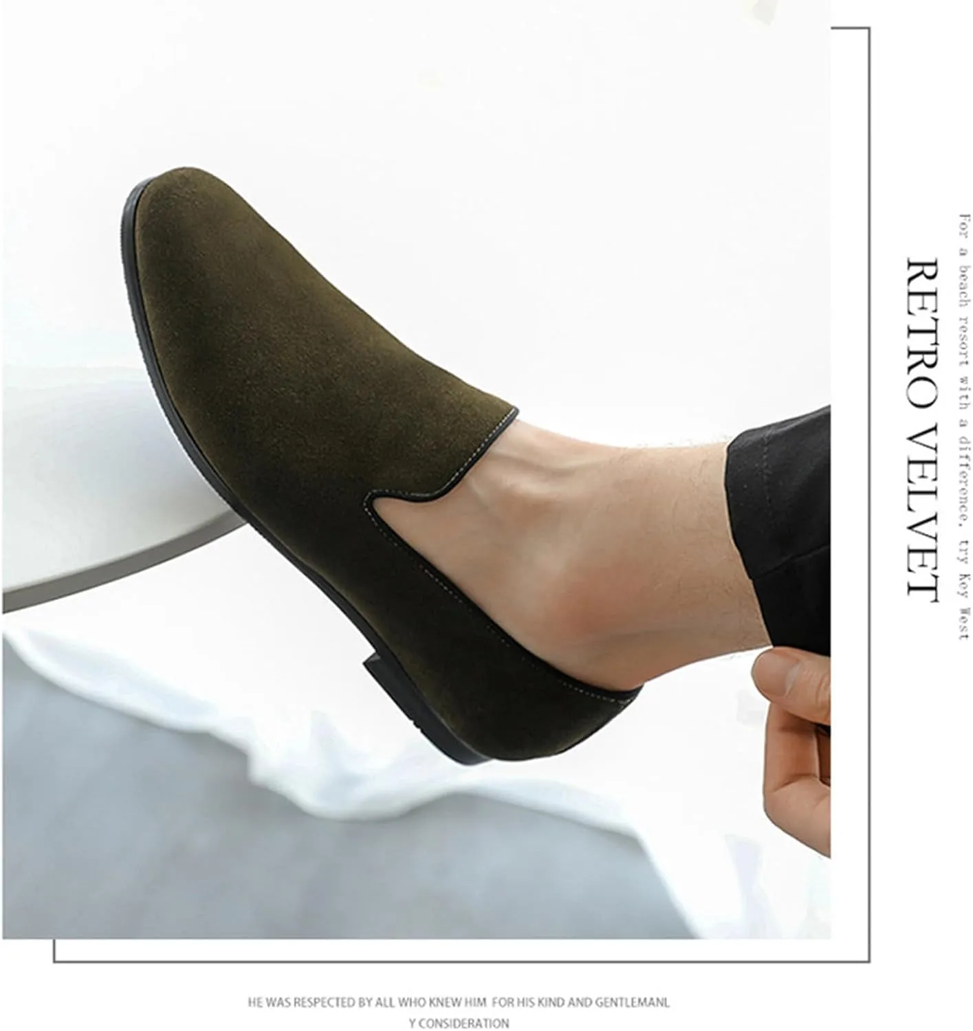 Men's Casual Velvet Loafers Slip-On Walking Dress Comfortable Fashion Shoes