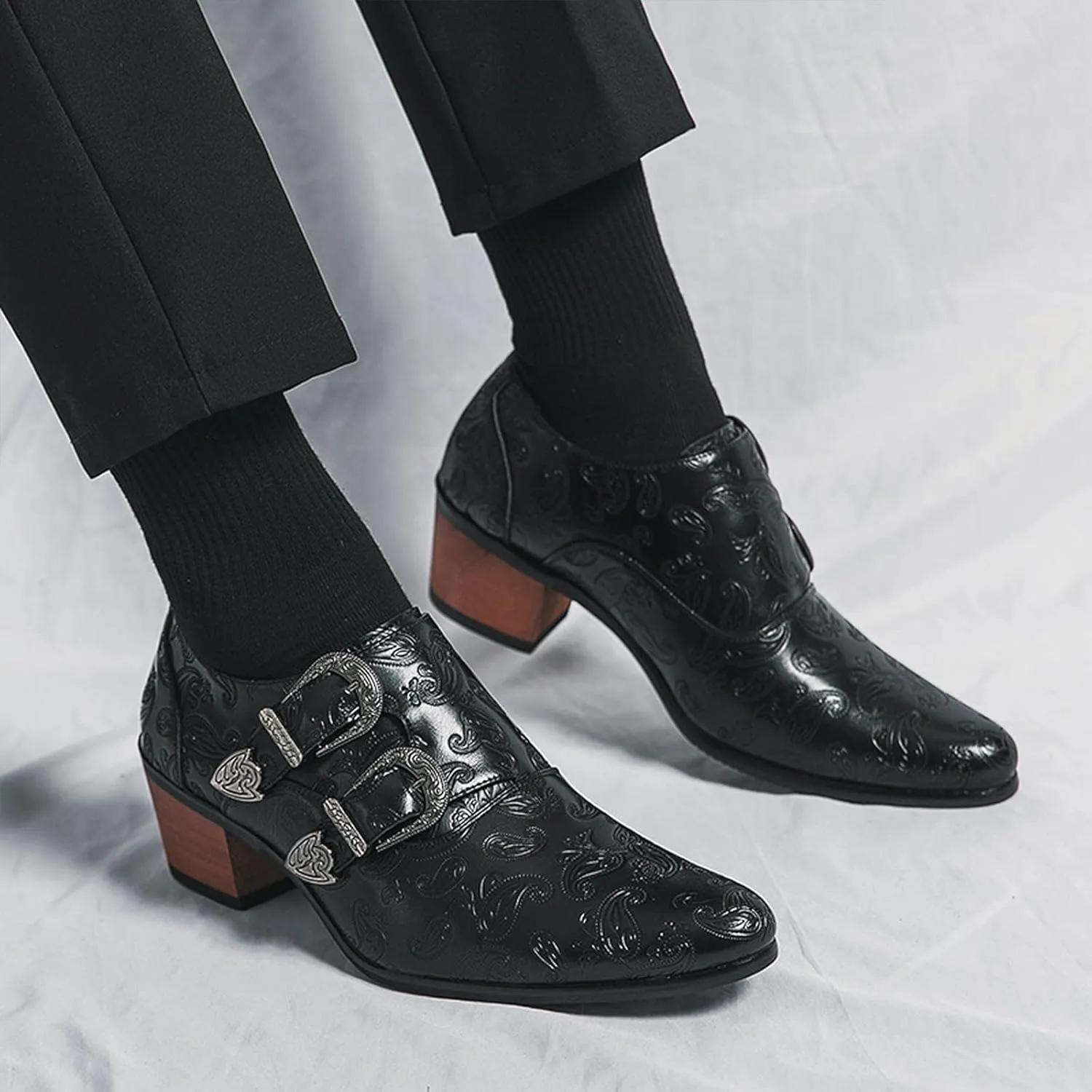 Men's Chelsea Boots Low Top Pointed Toe Oxford Boots Retro Fashion Party Business Western Cowboy Ankle Boots Leather Slip On Dress Loafers