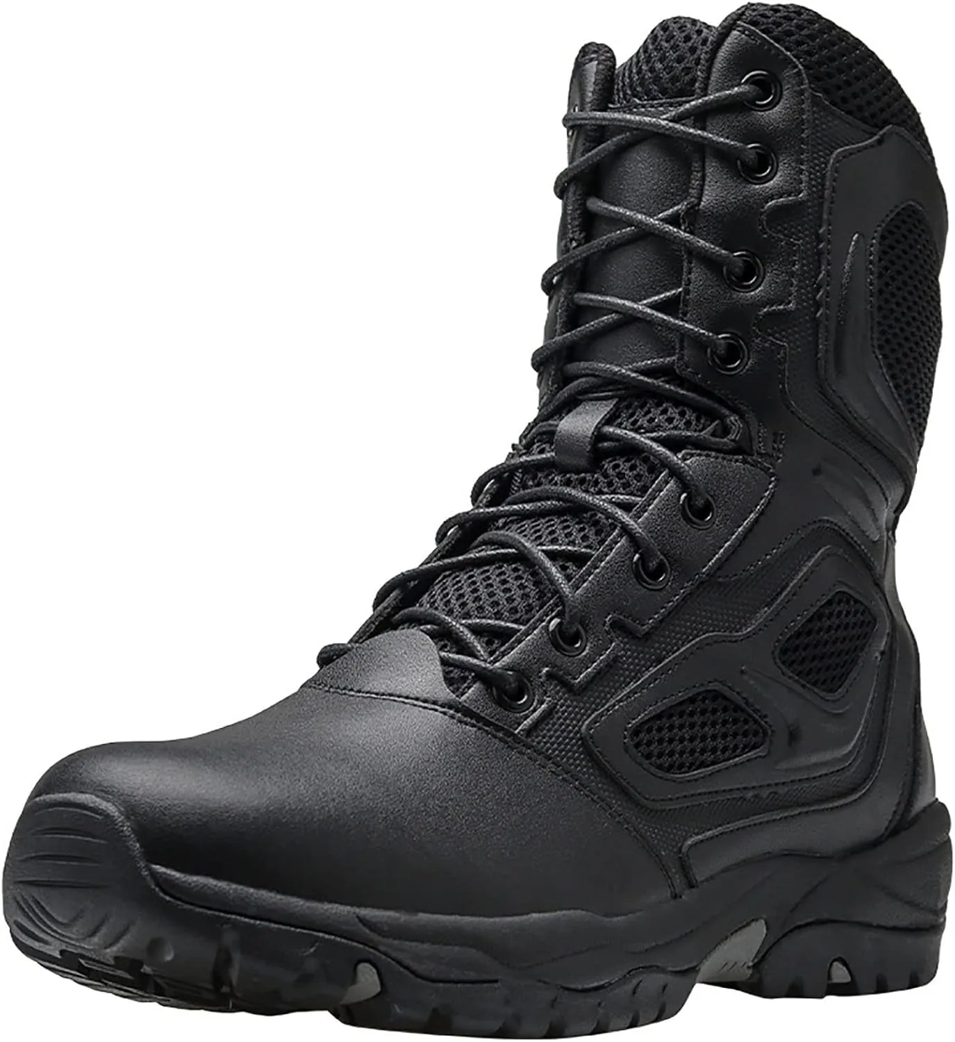 Men's Combat Training Shoes, Spring Autumn Lightweight Durable High-top Breathable Outdoor Boots, Lace-up Waterproof Non-slip Sports Rubber Hiking Boots