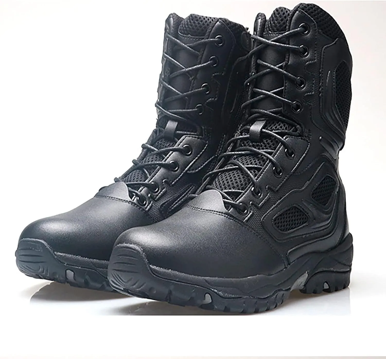 Men's Combat Training Shoes, Spring Autumn Lightweight Durable High-top Breathable Outdoor Boots, Lace-up Waterproof Non-slip Sports Rubber Hiking Boots