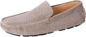 Mens Loafers Shoes Hollow Out Breathable Driving Style Suede Vamp Comfortable Flat Heel Slip Resistant Wedding Slip-on