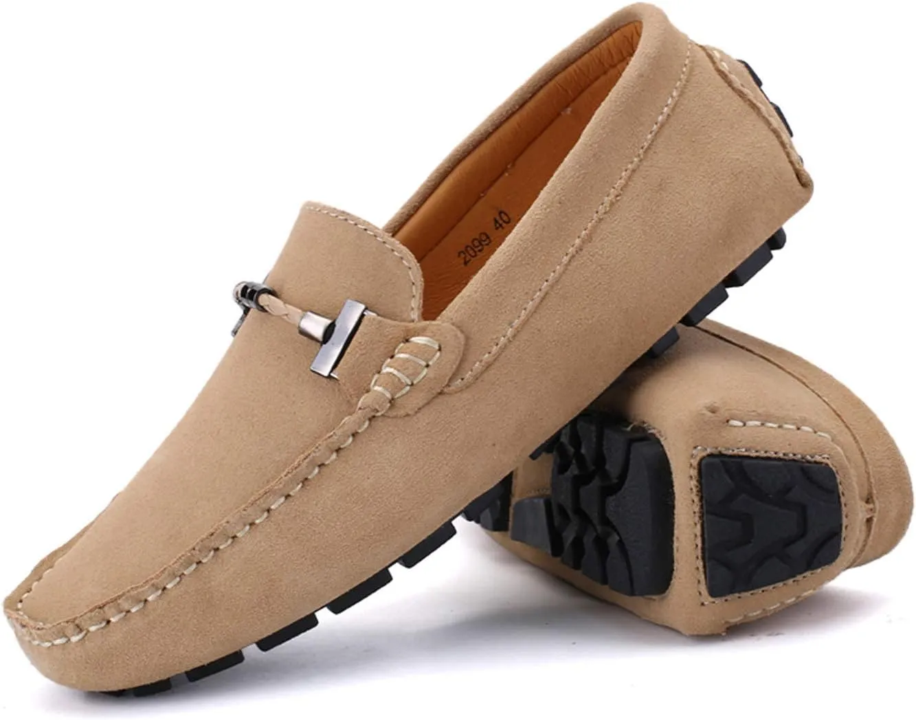 Mens Penny Loafers Suede Flat Breathable and Non-Slip Slip On Casual Driving Outdoor Work Business Dress Boat Shoes for Men