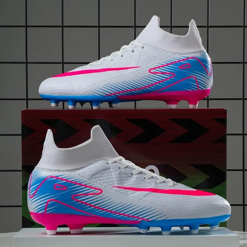 Men's Soccer Shoes - Football Cleats, High-Top, Lace-Up, Non-Slip Spikes for Indoor & Outdoor Sports, Ideal for Athletic Pursuits Like Baseball & Lacrosse, Sneaker Style