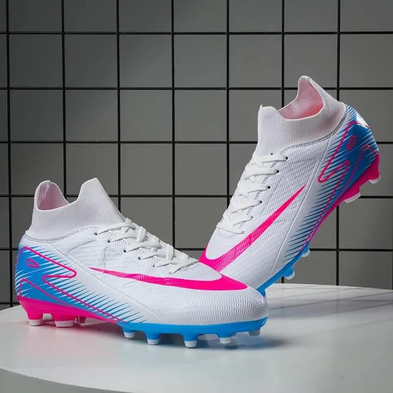 Men's Soccer Shoes - Football Cleats, High-Top, Lace-Up, Non-Slip Spikes for Indoor & Outdoor Sports, Ideal for Athletic Pursuits Like Baseball & Lacrosse, Sneaker Style