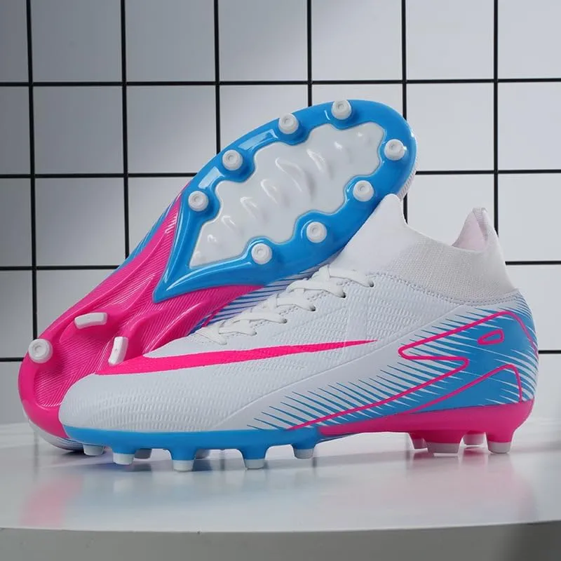 Men's Soccer Shoes - Football Cleats, High-Top, Lace-Up, Non-Slip Spikes for Indoor & Outdoor Sports, Ideal for Athletic Pursuits Like Baseball & Lacrosse, Sneaker Style