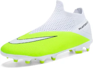 Men's Soccer Shoes High-Top Laceless Firm Ground Football Shoes Outdoor Indoor Boys Athletic Soccer Cleats