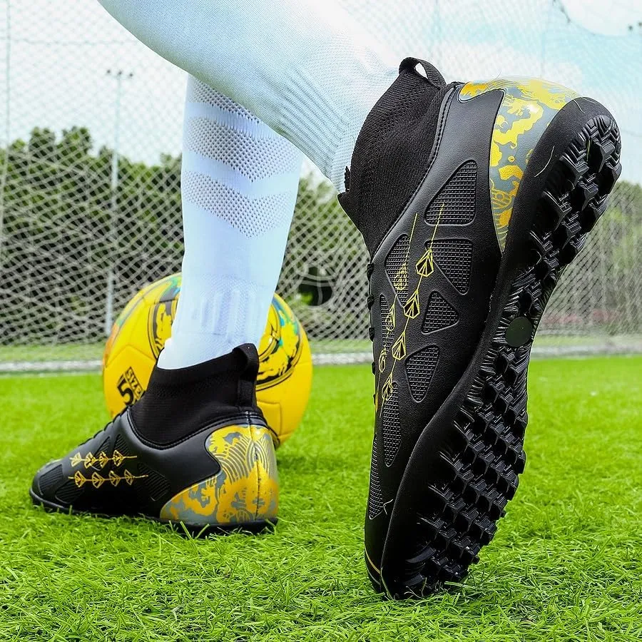 Mens Soccer Shoes,High Tops Soccer Shoes, Comfortable and Durable, Breathable, Sports, Professional, Youth, Kids, Unisex Soccer Shoes, Football Shoes