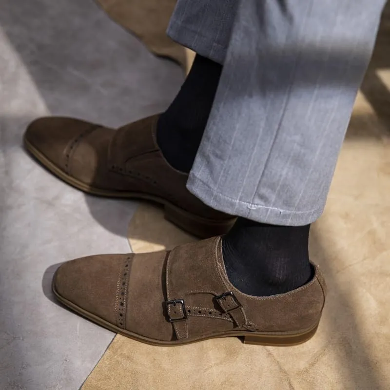 Men??s Suede Leather Loafers, Black Slip-On Moccasins, Fashion Formal Driving Shoes, Comfortable Dress Shoes for Men