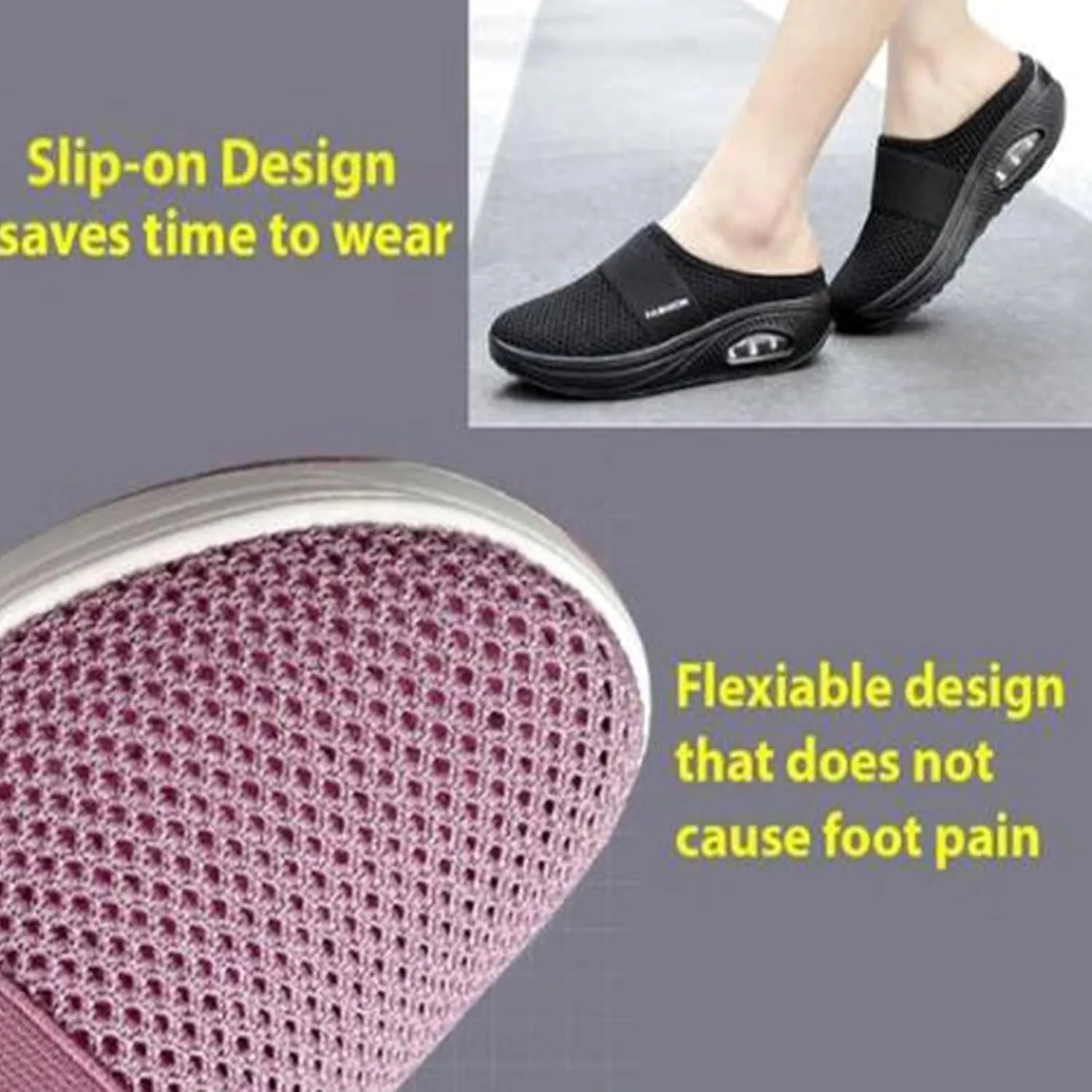 Mmoneyake Slip On Mules & Clogs for Women Orthopedic Diabetic Walking Shoes Backless Breathable Sneakers with Arch-Support Beach Sandals Slippers Closed Toe Slides