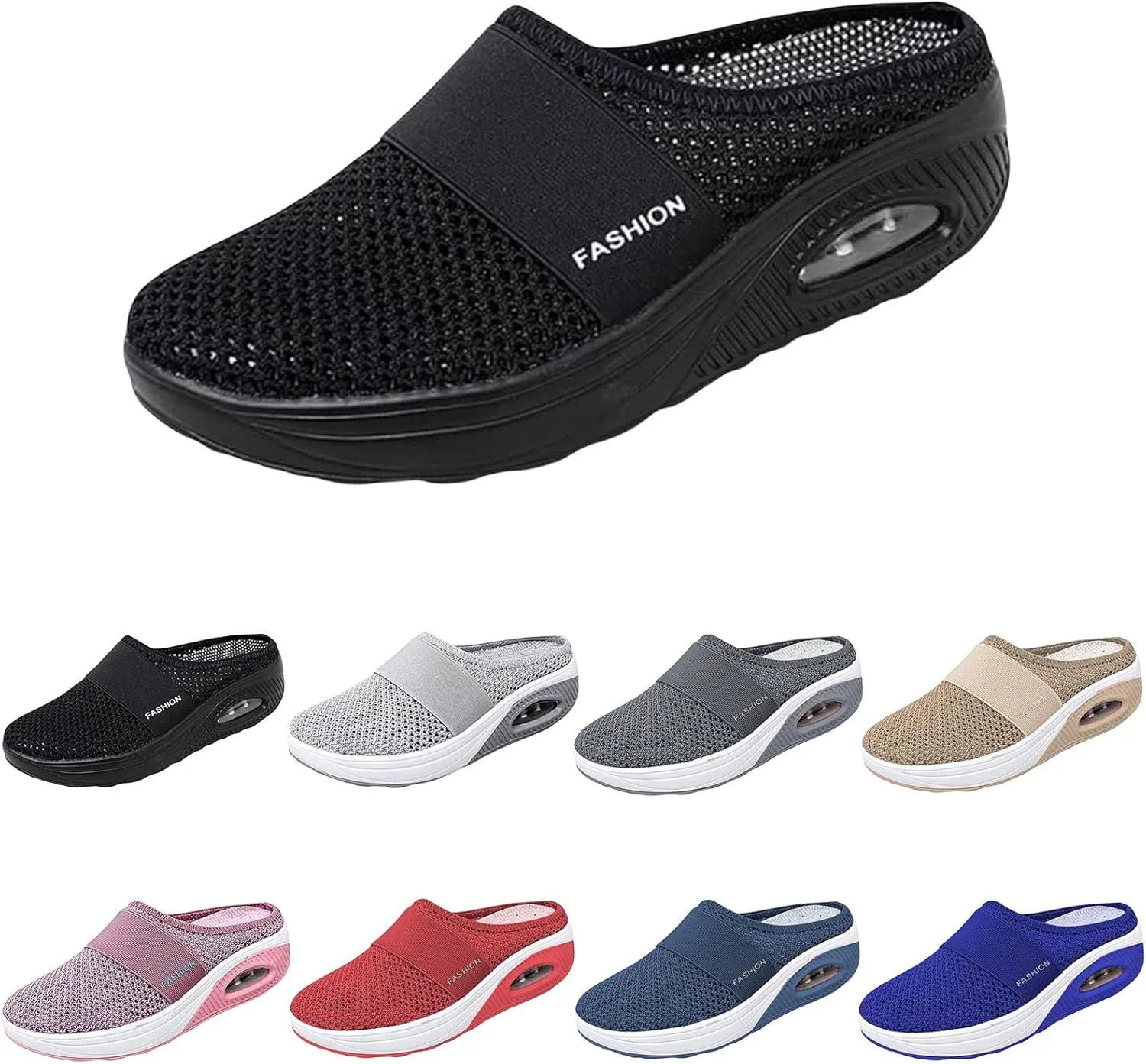 Mmoneyake Slip On Mules & Clogs for Women Orthopedic Diabetic Walking Shoes Backless Breathable Sneakers with Arch-Support Beach Sandals Slippers Closed Toe Slides