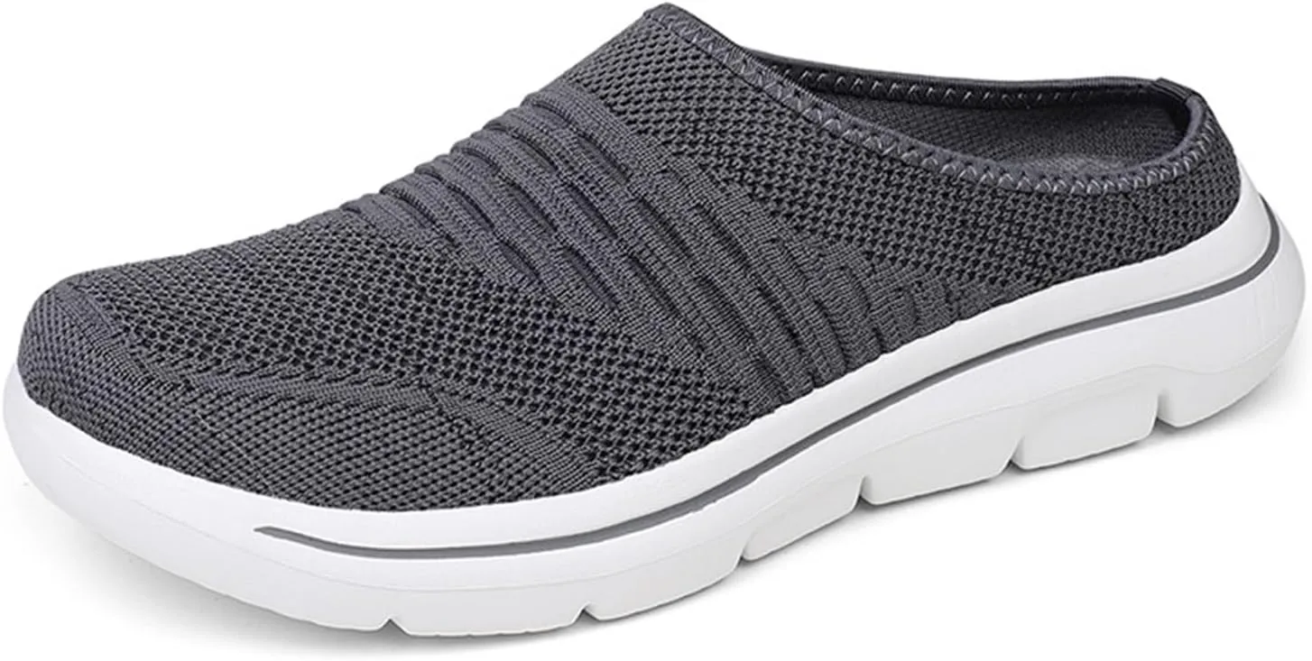 Mmoneyake Slip On Mules & Clogs for Womens Mens Lightweight Open Back Shoes Comfort Walking Shoes Breathable Slippers Slides Arch Support Closed Toe Sandals Backless Low Wedge Slip On Shoes