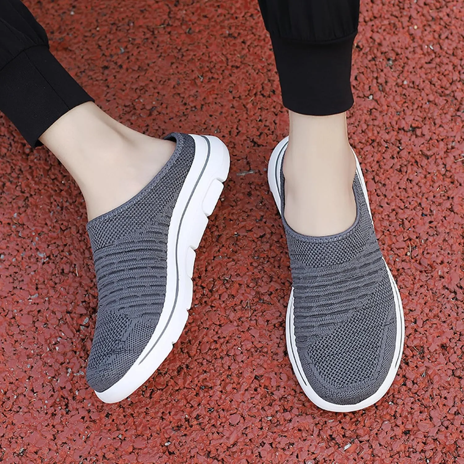 Mmoneyake Slip On Mules & Clogs for Womens Mens Lightweight Open Back Shoes Comfort Walking Shoes Breathable Slippers Slides Arch Support Closed Toe Sandals Backless Low Wedge Slip On Shoes