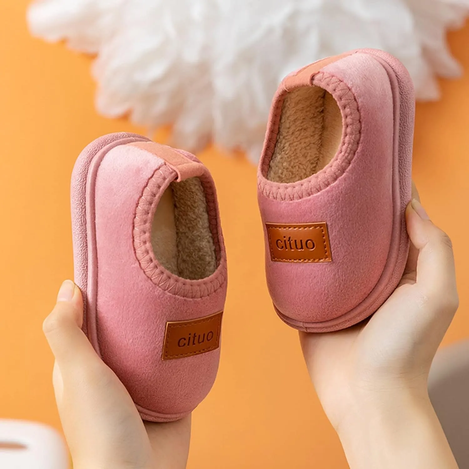 New Born Boy Shoes Childrens Girl Cotton Shoes Solid Color Fashion Soft Sole Winter Warm Indoor Non Slip Cotton Shoes Organic Fleece Baby