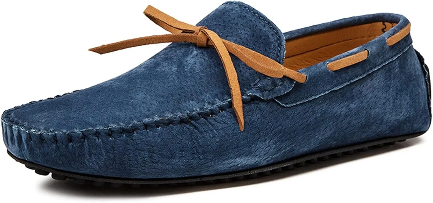 New Men's Loafers Deck Shoes Design Suede Vamp Stitching Details Faux Fur Lined Option Lightweight Flat Heel Resistant Classic Wedding Slip On
