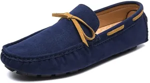 New Men's Loafers Vegan Leather Deck Shoes Stitching Details Suede Vamp Rubber Sole Comfortable Flat Heel Slip Resistant Party Slip-on