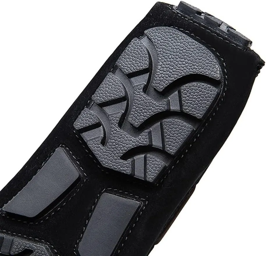 New Men's Loafers Vegan Leather Deck Shoes Stitching Details Suede Vamp Rubber Sole Comfortable Flat Heel Slip Resistant Party Slip-on