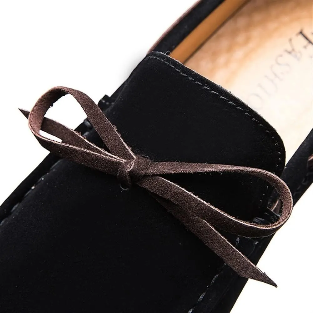 New Men's Loafers Vegan Leather Deck Shoes Stitching Details Suede Vamp Rubber Sole Comfortable Flat Heel Slip Resistant Party Slip-on
