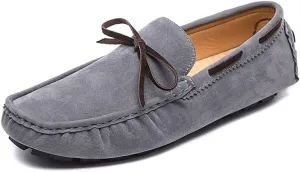 New Men's Loafers Vegan Leather Deck Shoes Stitching Details Suede Vamp Rubber Sole Comfortable Flat Heel Slip Resistant Party Slip-on