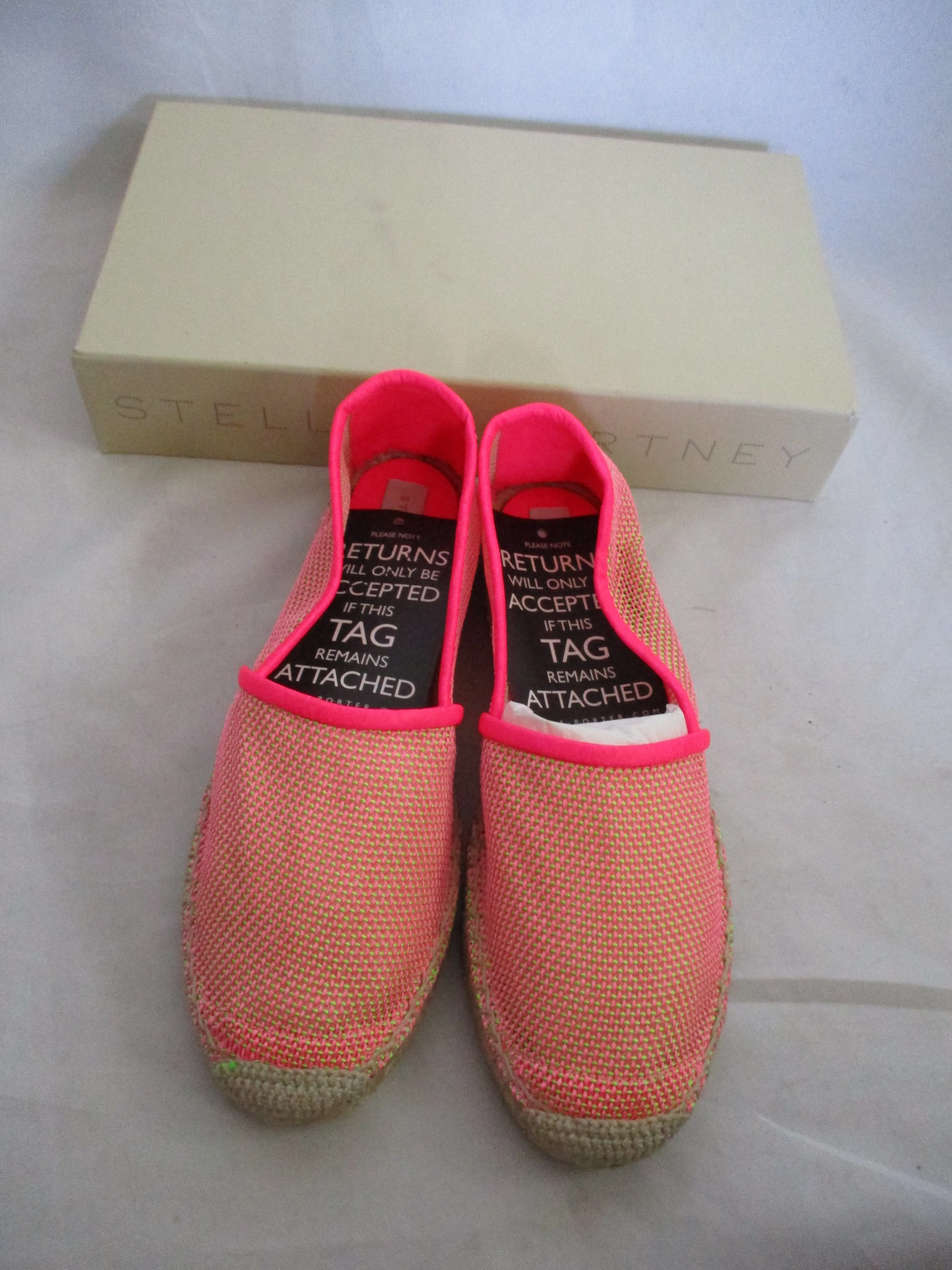 NEW STELLA MCCARTNEY ESPADRILLE LOAFER Shoe 37 PINK GREEN SLIPPER Moc