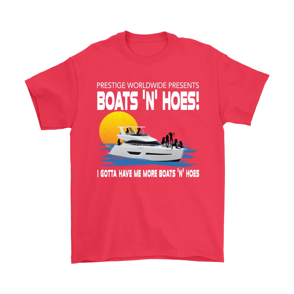 Original Step Brothers Movie Prestige Worldwide Boats N' Hoes Funny Men's T-Shirt