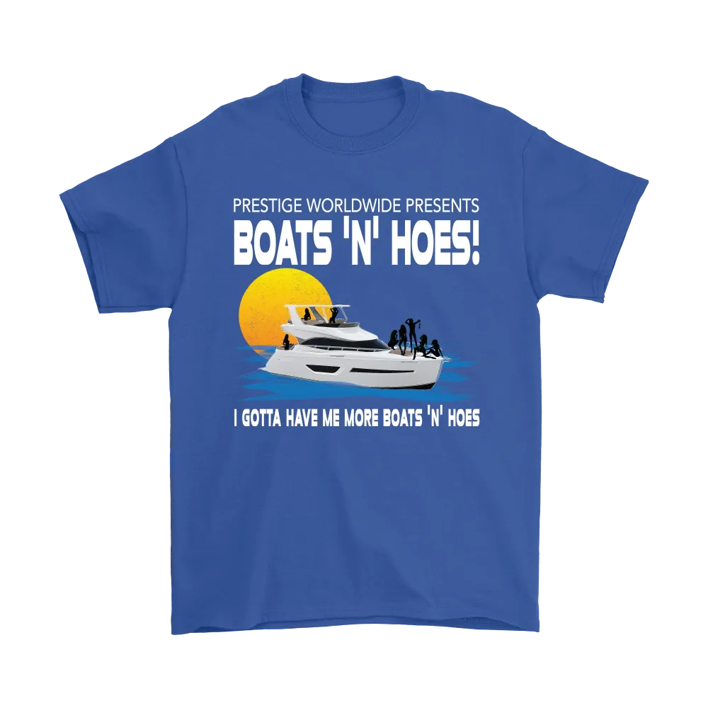 Original Step Brothers Movie Prestige Worldwide Boats N' Hoes Funny Men's T-Shirt