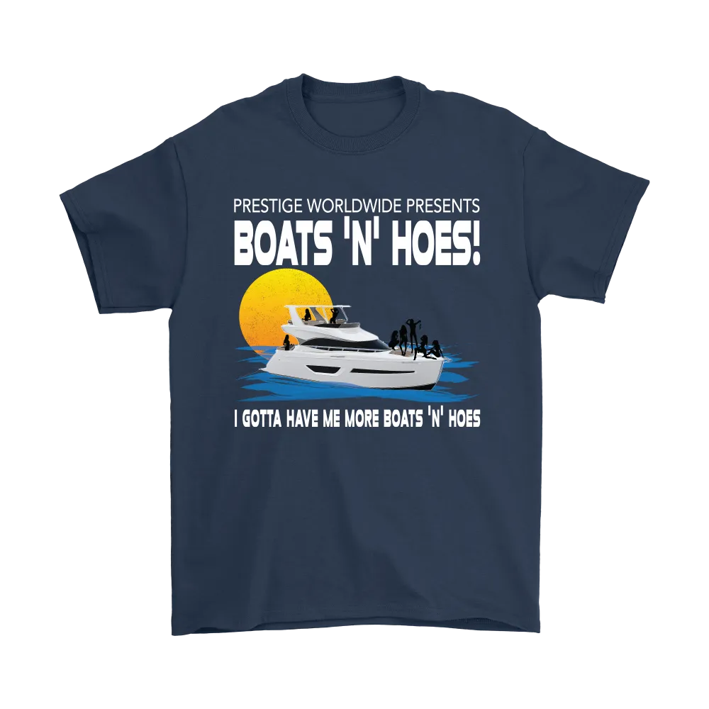 Original Step Brothers Movie Prestige Worldwide Boats N' Hoes Funny Men's T-Shirt