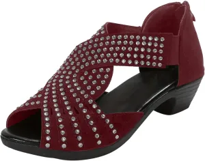 Orthopedic Low Heel Sandals for Women Sparkly Rhinestone Open Toe Sandal Dressy Cut Out Sandals Comfortable Fish Mouth Shoes Business Office Shoes with Arch Support