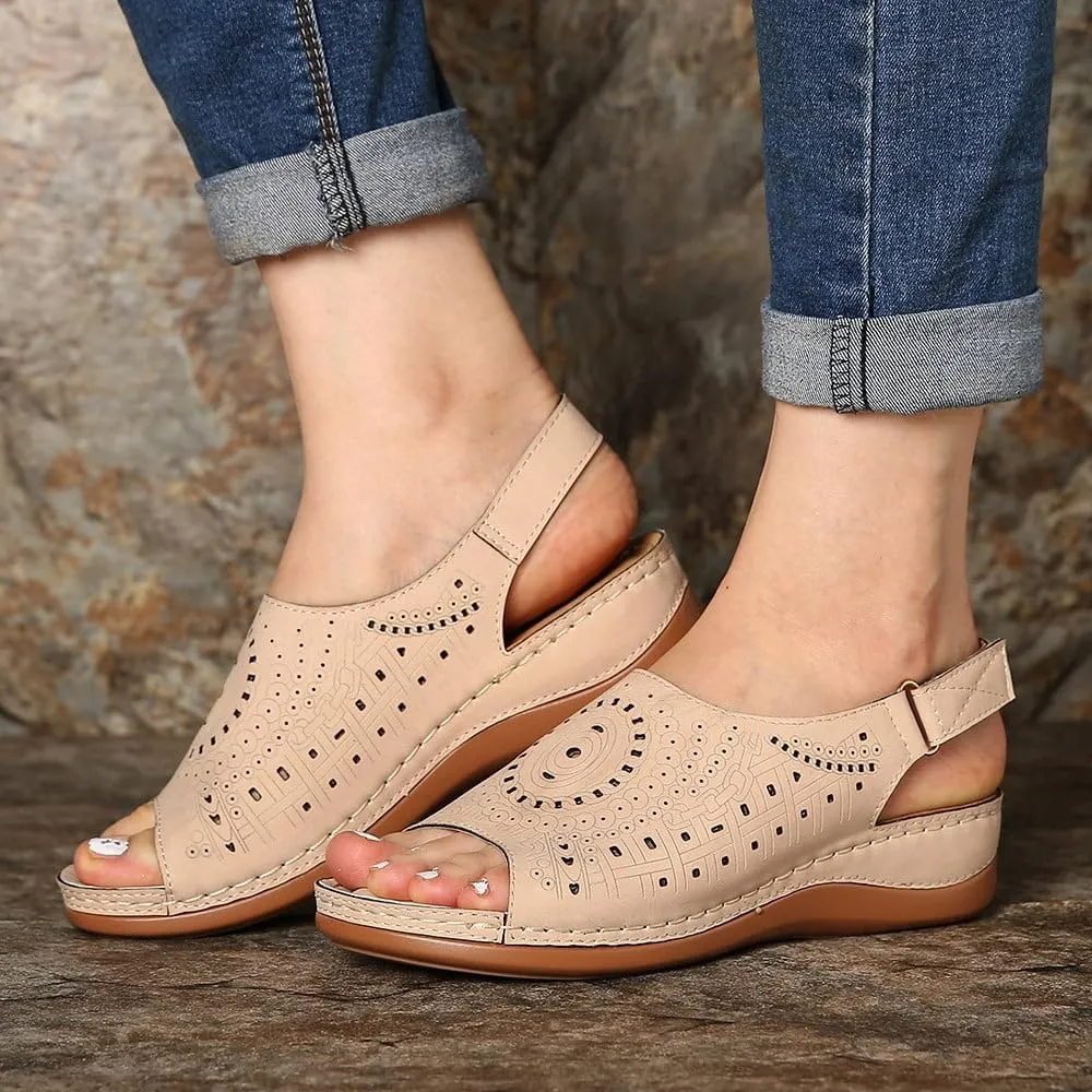 Orthopedic Sandals for Women Hollow Comfort Slip On Slippers Ankle Strap Arch Support Wide Width Beach Walking Shoes