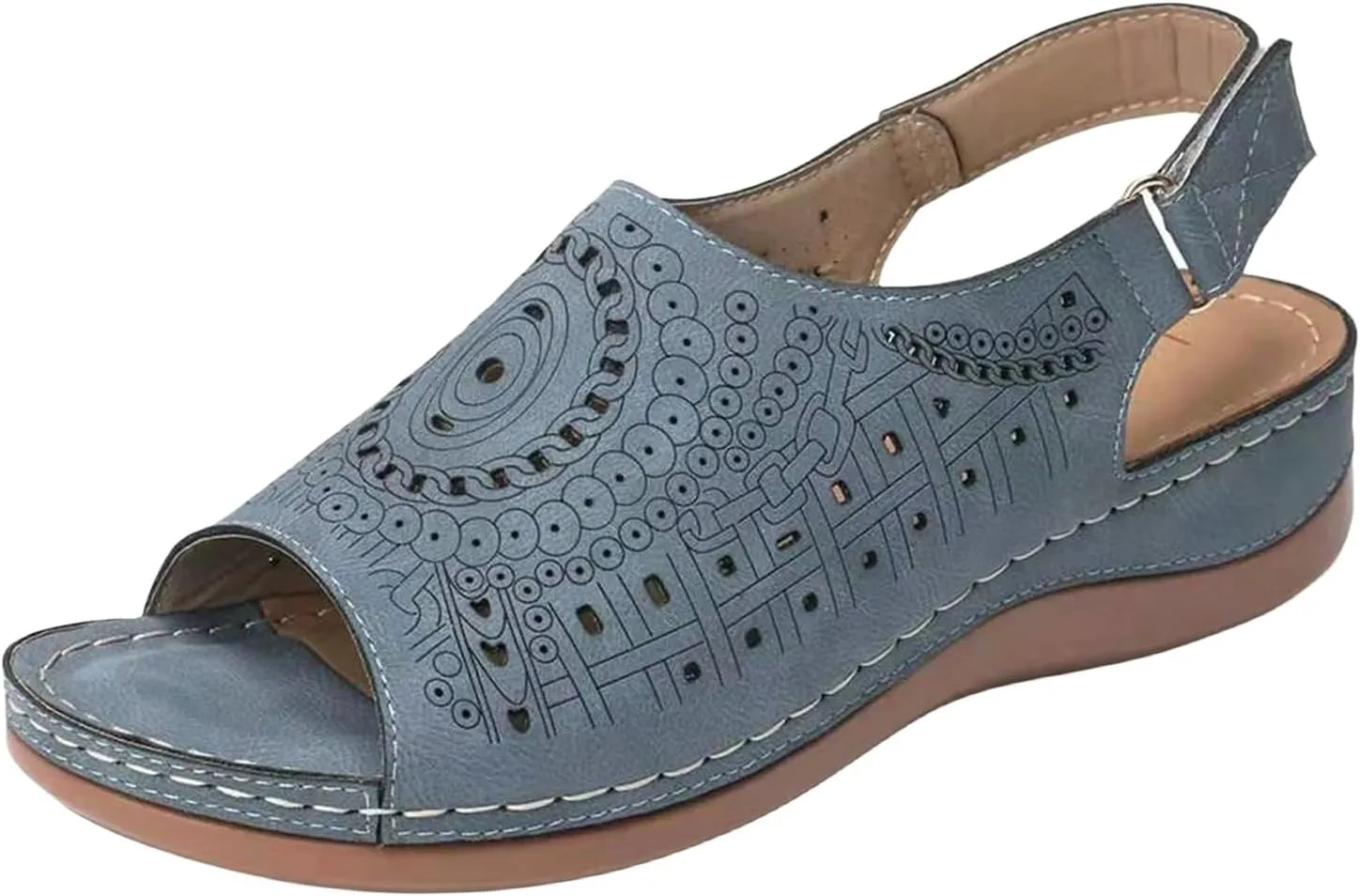 Orthopedic Sandals for Women Hollow Comfort Slip On Slippers Ankle Strap Arch Support Wide Width Beach Walking Shoes