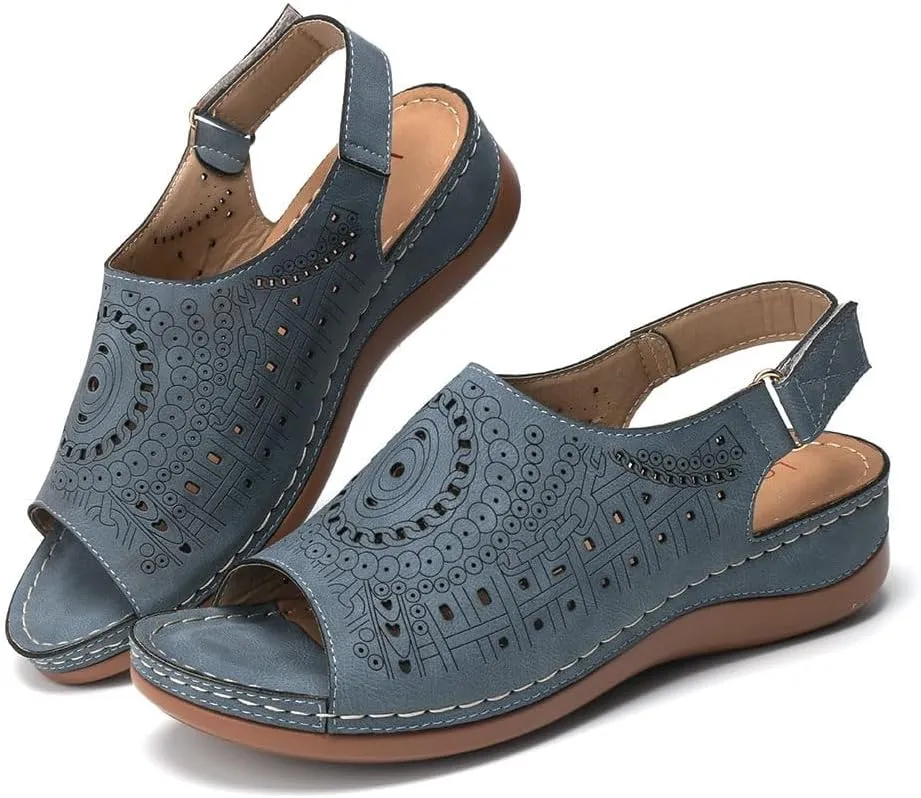 Orthopedic Sandals for Women Hollow Comfort Slip On Slippers Ankle Strap Arch Support Wide Width Beach Walking Shoes