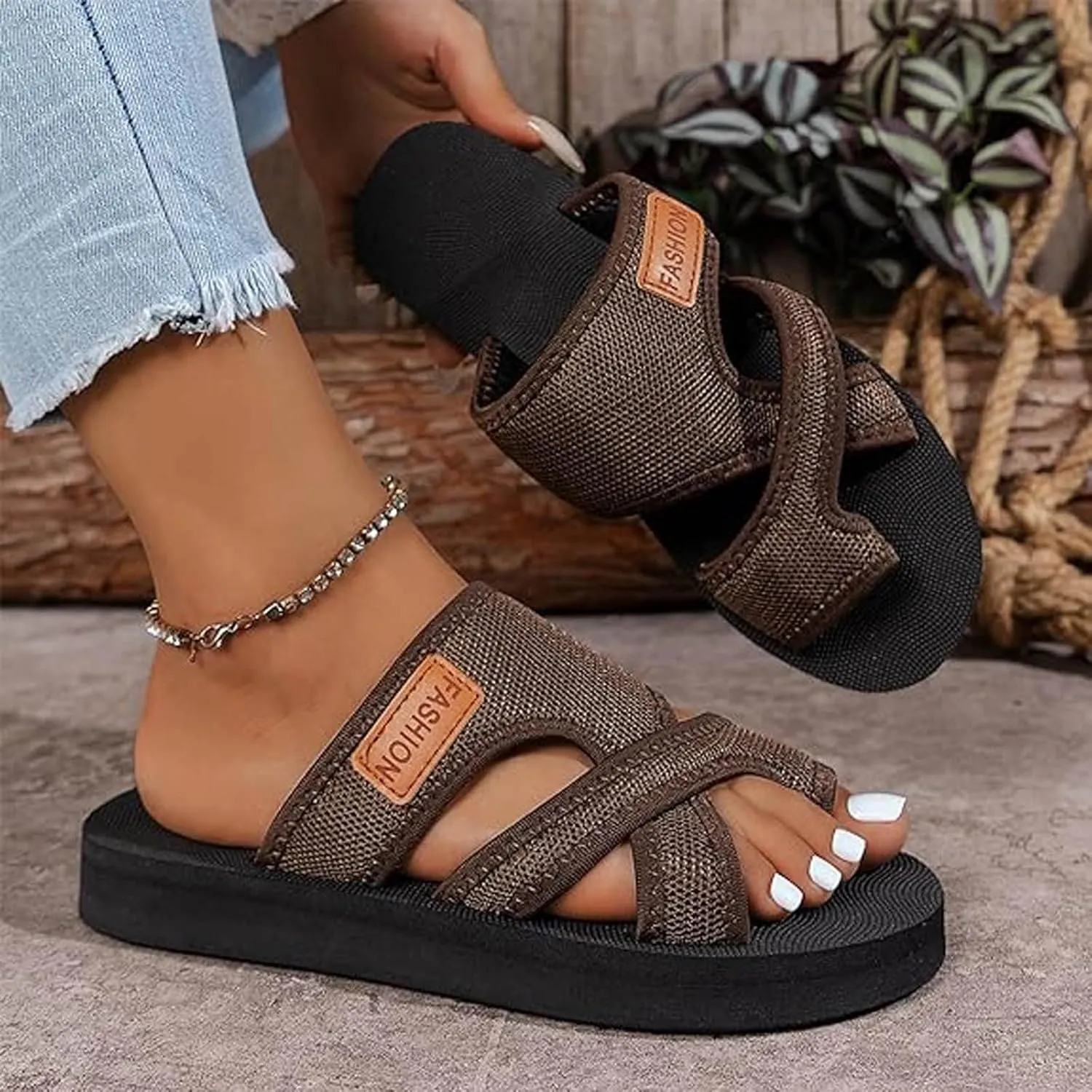 Orthopedic Sandals for Women Summer Dressy,Women's Hollow Mesh Slide Sandals Orthopedic Hollow Mesh Shoes Beach Vacation Slip on Shoes Slipper Flip Flop Breathable Mesh Sandals