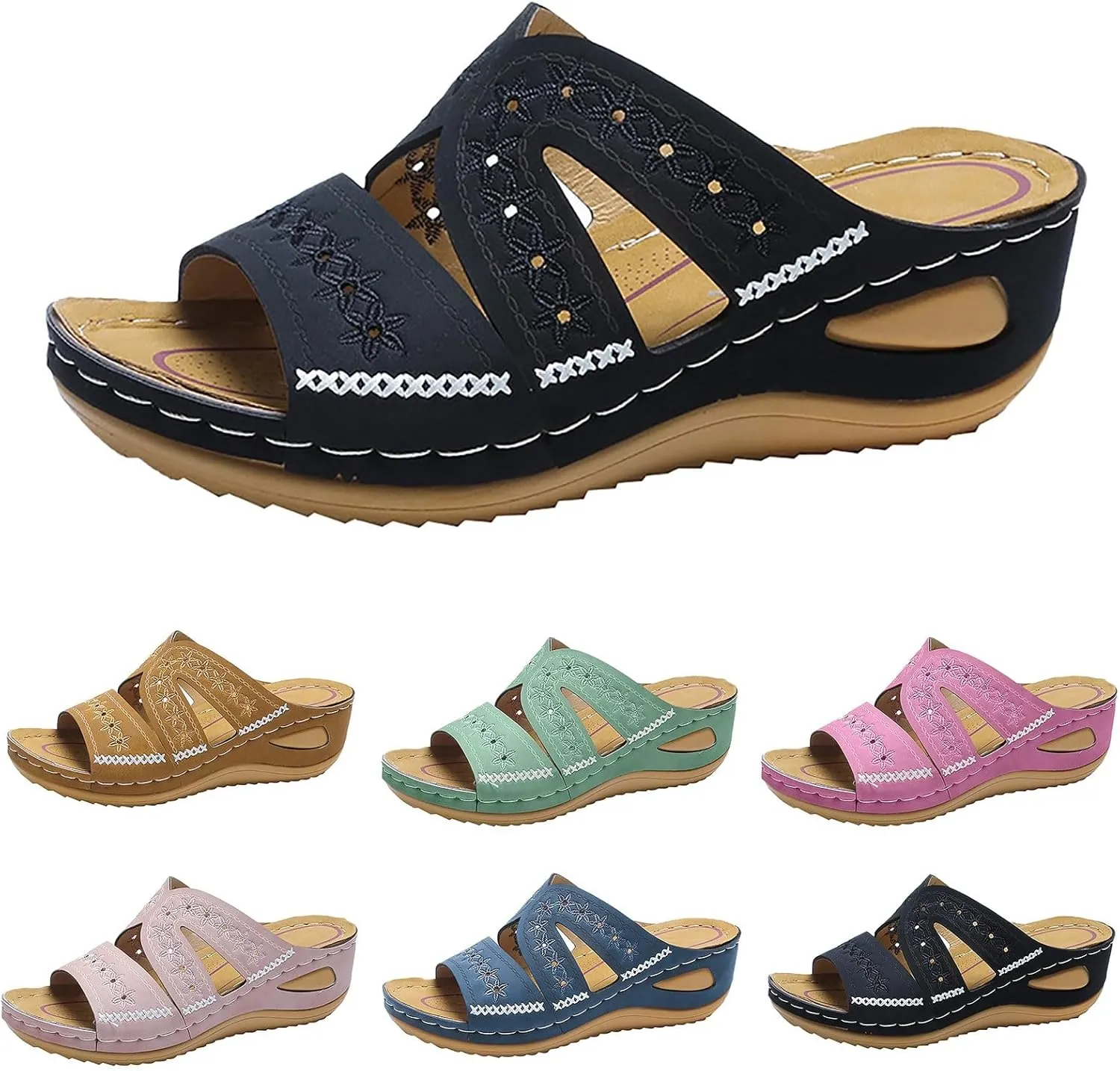 Orthopedic Sandals for Women, Women Dressy Summer Comfortable Sandals Wedge Sandals Arch Support Flip Flops Sandals