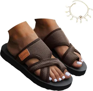 Orthopedic Sandals for Women,2025 Women's Hollow Mesh Slide Sandals Comfortable Flip Flops Arch Support Beach Sandals