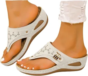 Orthopedic Sandals for Women,Womens Cushion Flip Flops 2025 Summer Dressy Casual Walking Sandals for Women with Arch Support Summer Comfortable Slip On Flip Flops Vacation Sandals