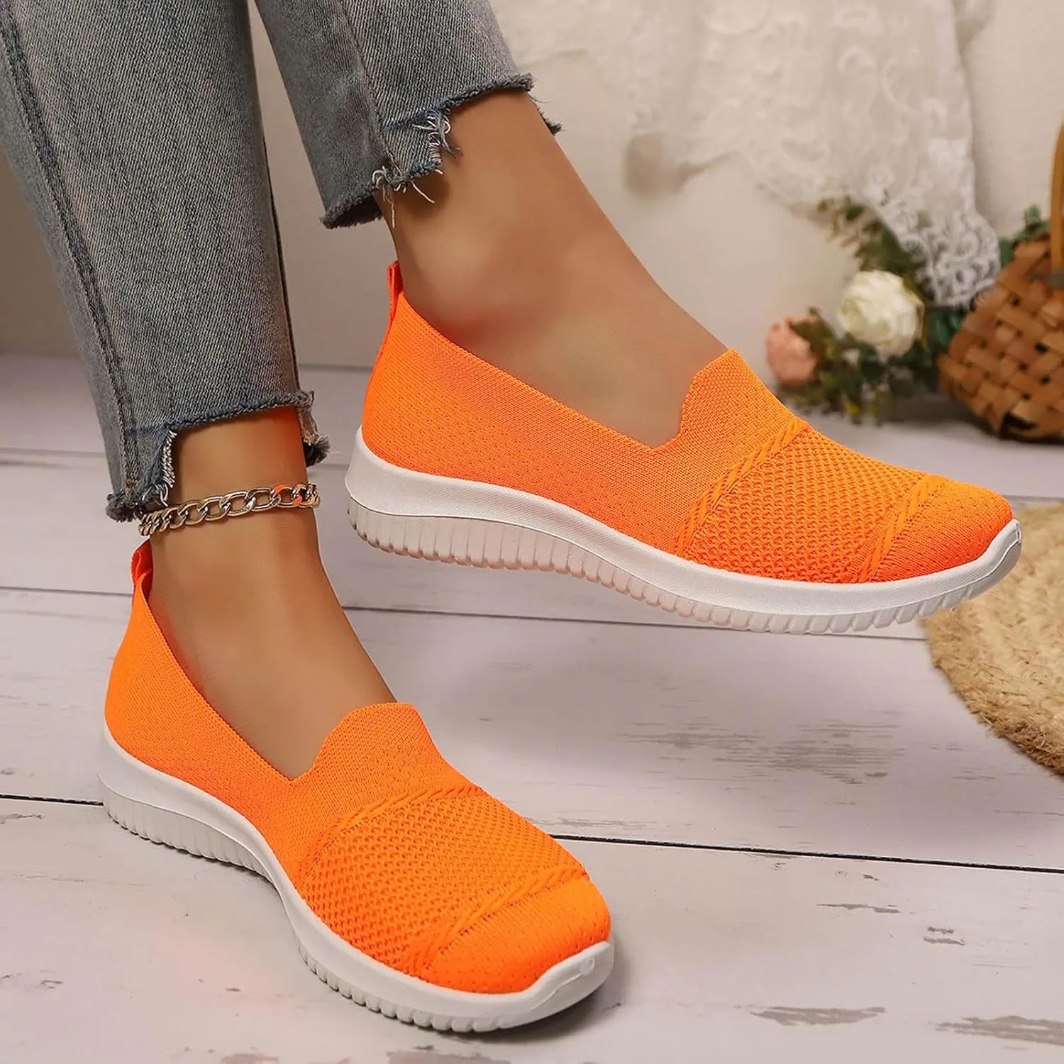 Orthopedic Shoes for Women 2025,Womens Wide Width Breathable Walking Comfortable Slip on Sneakers Non Slip Lightweight Sneakers