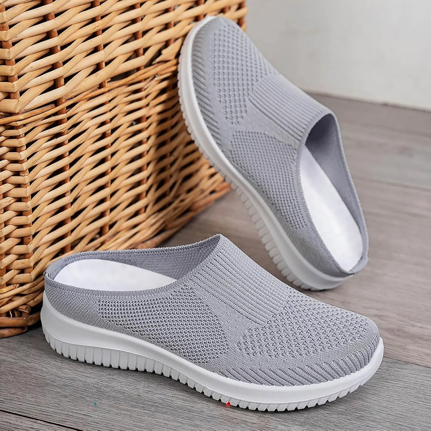 Orthopedic Sneakers for Women 2025 New Walking Sneakers Summer Slip-On Mule Shoes Mesh Hollow Out Shoes with Arch-Support Breathable Slippers Closed Toe Slides for All Day Wear