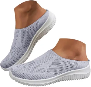 Orthopedic Sneakers for Women 2025 New Walking Sneakers Summer Slip-On Mule Shoes Mesh Hollow Out Shoes with Arch-Support Breathable Slippers Closed Toe Slides for All Day Wear