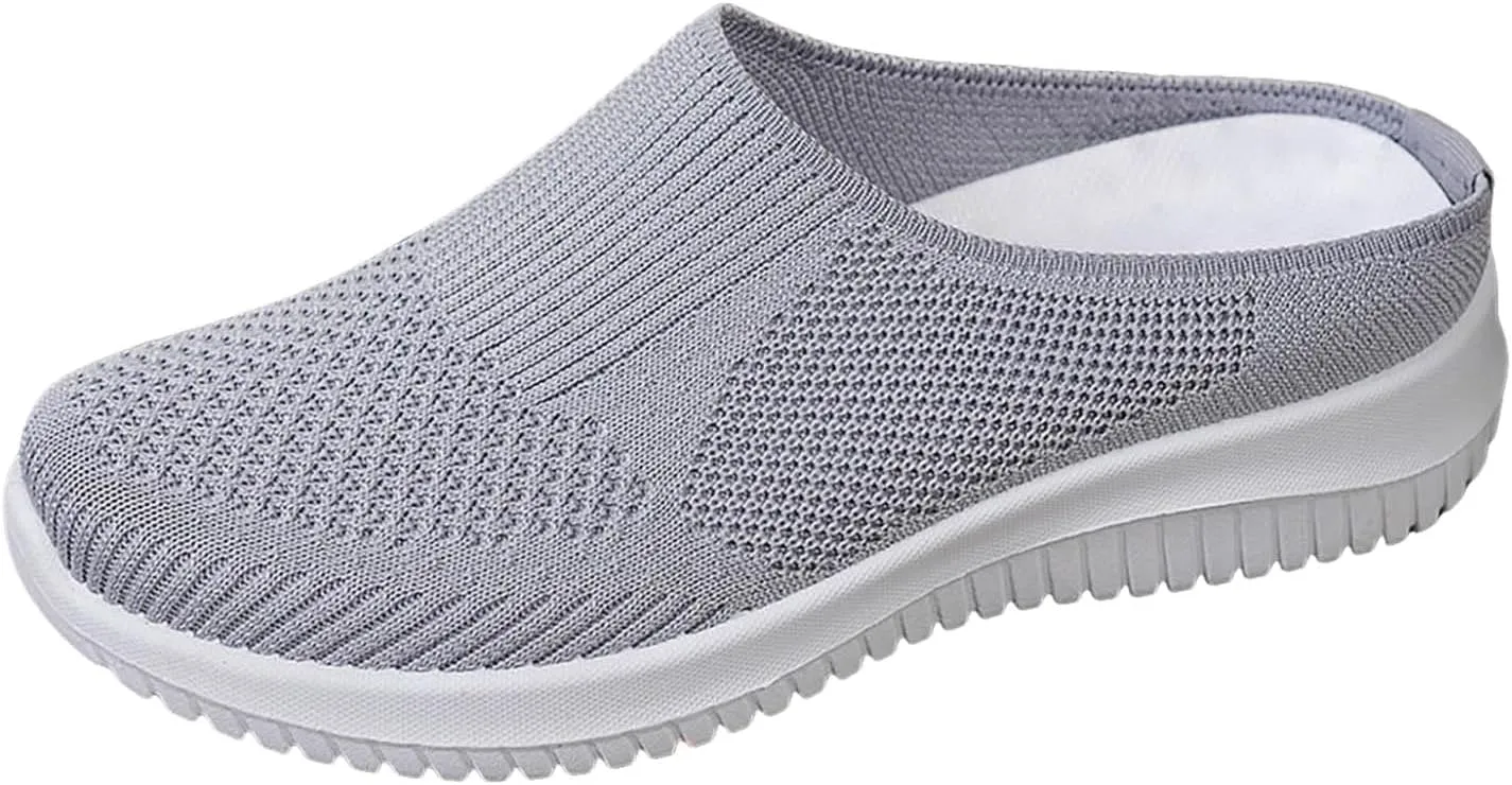 Orthopedic Sneakers for Women 2025 New Walking Sneakers Summer Slip-On Mule Shoes Mesh Hollow Out Shoes with Arch-Support Breathable Slippers Closed Toe Slides for All Day Wear