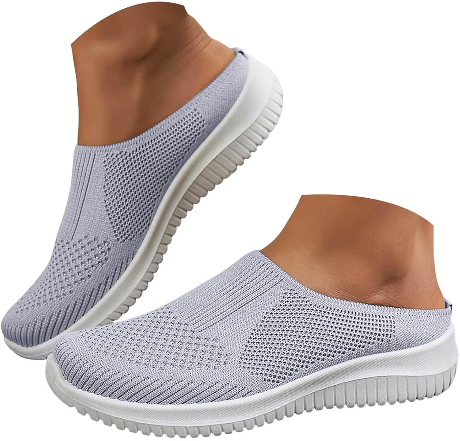 Orthopedic Sneakers for Women 2025 New Walking Sneakers Summer Slip-On Mule Shoes Mesh Hollow Out Shoes with Arch-Support Breathable Slippers Closed Toe Slides for All Day Wear