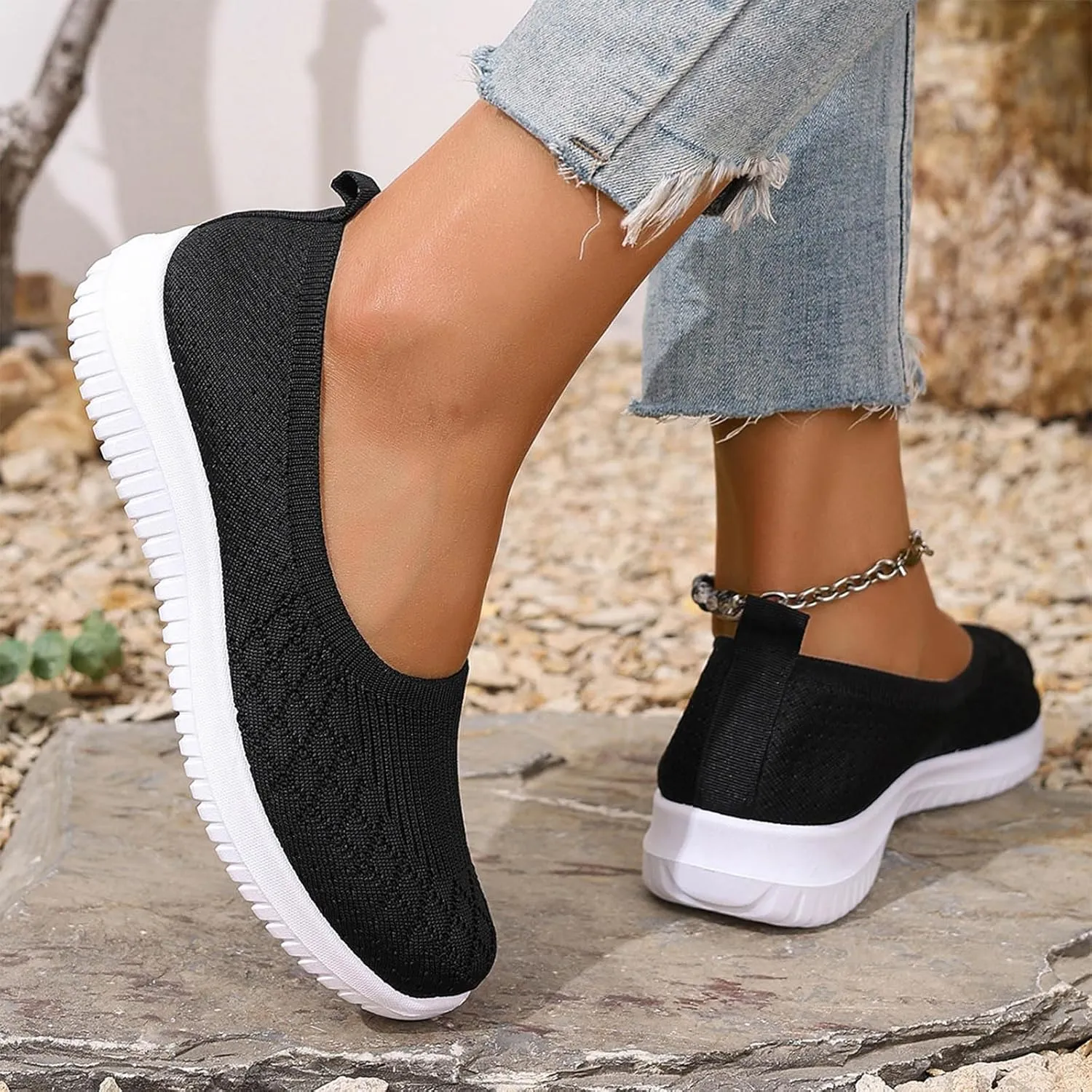 Orthopedic Walking Shoes for Women 2025,Women's Slip-On Breathable Mesh Sneakers Lightweight Shoe Casual Wear Comfortable Anti-Slip Loafers for Everyday