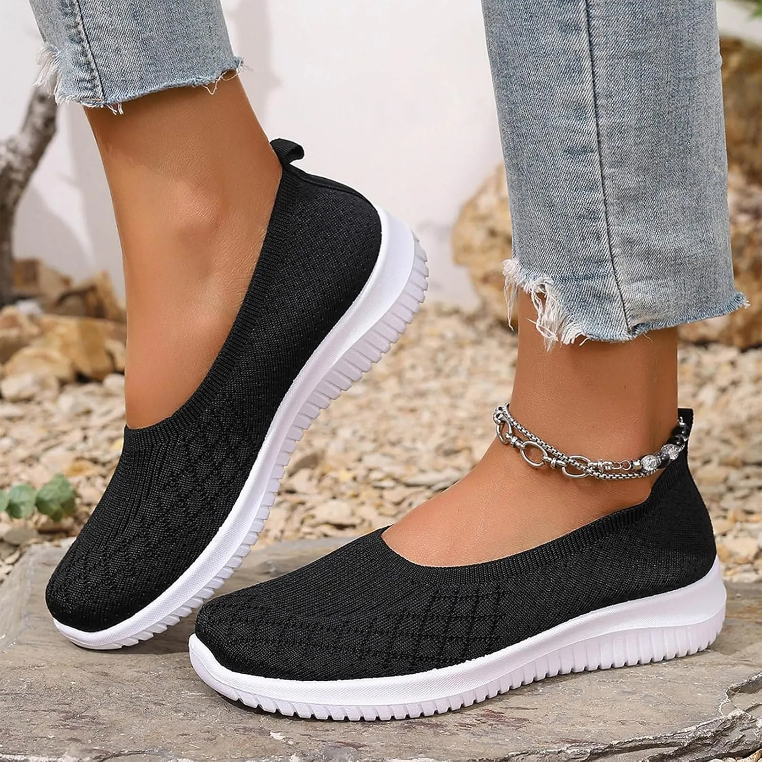 Orthopedic Walking Shoes for Women 2025,Women's Slip-On Breathable Mesh Sneakers Lightweight Shoe Casual Wear Comfortable Anti-Slip Loafers for Everyday
