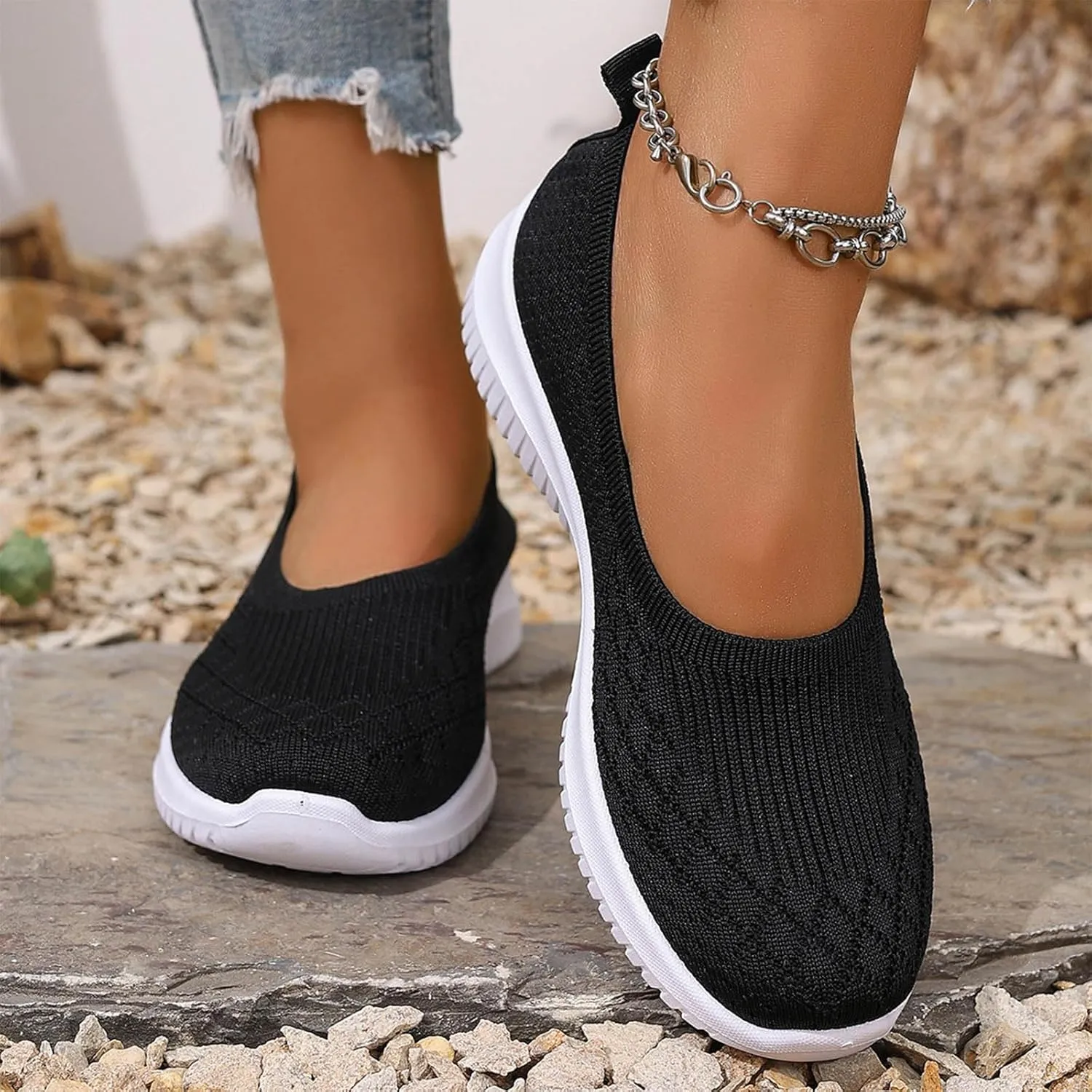 Orthopedic Walking Shoes for Women 2025,Women's Slip-On Breathable Mesh Sneakers Lightweight Shoe Casual Wear Comfortable Anti-Slip Loafers for Everyday